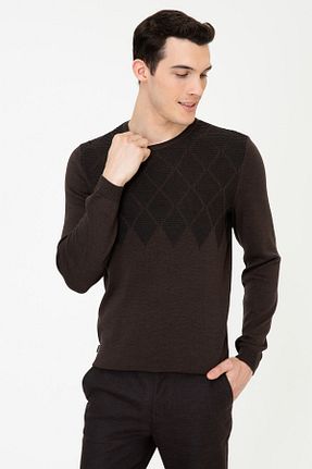 پلیور قهوه ای مردانه ساده Pierre Cardin - کد 203854746