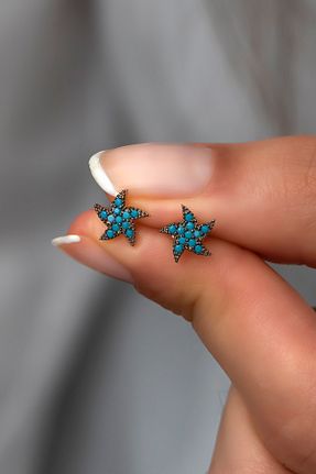 گوشواره نقره فیروزه ای زنانه 925 عیار NEREZE - کد 219061384