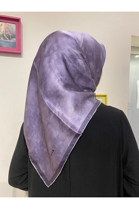روسری خاکی کرپ ساتن ابریشم Aker - کد 220105882