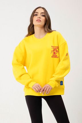 سوئیشرت زرد زنانه چاپی Eazy Co - کد 220275483