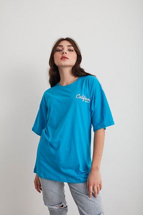 تیشرت سرمه ای زنانه اورسایز Mad&Calf - کد 220215901