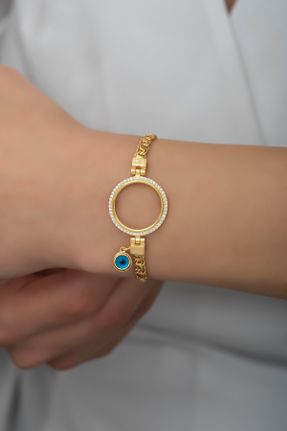 دستبند نقره طلائی زنانه کد 221315125