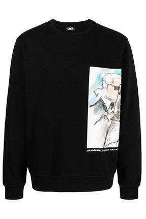 سوئیشرت مشکی مردانه چاپی Karl Lagerfeld - کد 221804303