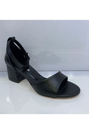 کفش پاشنه بلند پر مشکی زنانه پاشنه متوسط (5-9 سانتی متر) MARİNE SHOES - کد 222412094