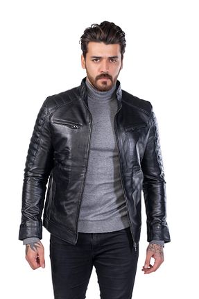 کاپشن مشکی مردانه اسلیم فیت BEKA DERİ - کد 222666334