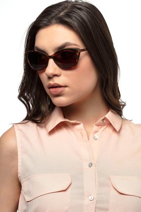 عینک آفتابی قهوه ای زنانه 53 UV400 گربه ای کد 221816469