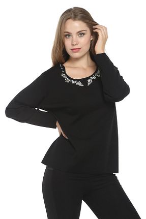 پلیور مشکی زنانه چاپی Solo - کد 177458549