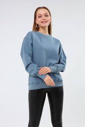 سوئیشرت آبی زنانه ساده BLACK BUTİK - کد 224400656