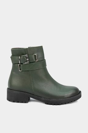 بوت / نیم بوت سبز زنانه چرم خالص TUNAELLİ - کد 224364599