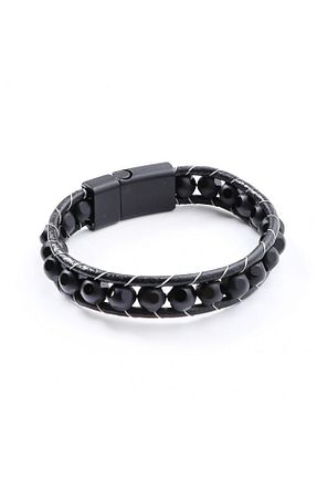دستبند استیل (فولاد) مشکی مردانه استیل (فولاد) AKSESUARIM - کد 222819840