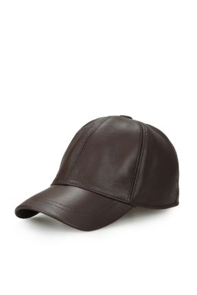 کلاه قهوه ای زنانه چرم طبیعی کد 95352083