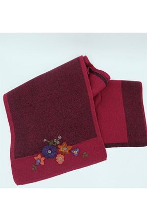 شال گردن زرشکی زنانه پشمی Desen - کد 65164113