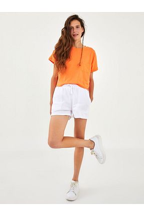 شلوارک و برمودا سفید زنانه پنبه ای LC Waikiki - کد 225227575