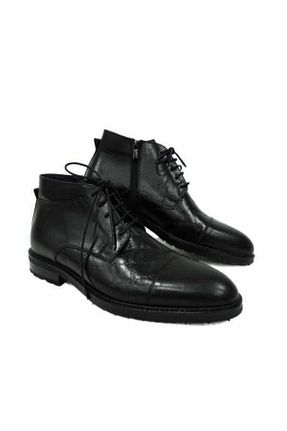 بوت / نیم بوت مشکی مردانه چرم خالص Modelland Ayakkabı - کد 225292145