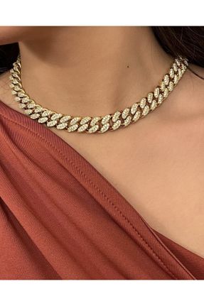 گردنبند جواهر طلائی زنانه استیل ضد زنگ pink flower - کد 225932488