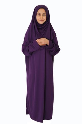 لباس حجاب بنفش بچه گانه سایز بزرگ ZEHRANAZ NAMAZ ELBİSESİ - کد 855234908