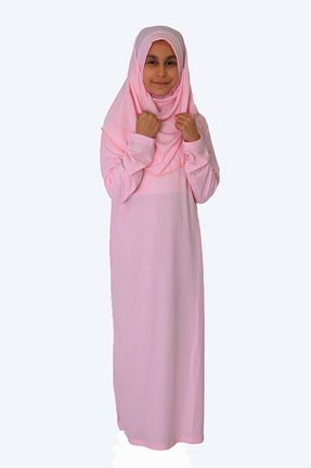 لباس حجاب صورتی بچه گانه سایز بزرگ ZEHRANAZ NAMAZ ELBİSESİ - کد 855234926