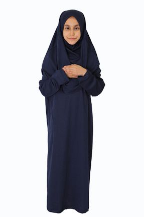 لباس حجاب سرمه ای بچه گانه سایز بزرگ ZEHRANAZ NAMAZ ELBİSESİ - کد 855234865