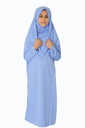لباس حجاب آبی بچه گانه سایز بزرگ ZEHRANAZ NAMAZ ELBİSESİ - کد 855235296