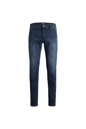 شلوار جین آبی مردانه پاچه تنگ فاق افتاده پنبه - پلی استر - الاستن کد 227329301