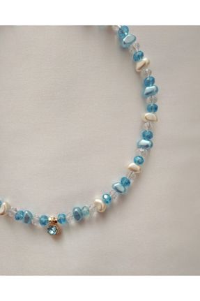 گردنبند جواهر آبی زنانه مروارید کد 170752591