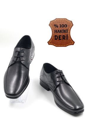 کفش کلاسیک مشکی مردانه چرم خالص nazenintasarımlar - کد 229556204