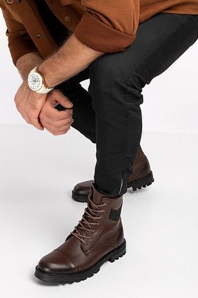 بوت / نیم بوت قهوه ای مردانه چرم مصنوعی Baymen - کد 230305366