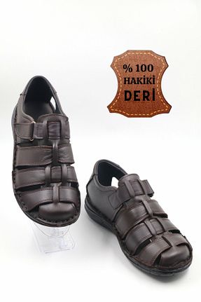 صندل قهوه ای مردانه پاشنه تخت nazenintasarımlar - کد 225331542