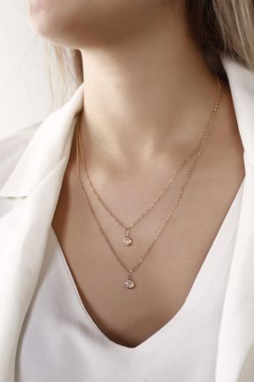 گردنبند استیل ( فولاد ) طلائی فلزی mohenco - کد 230931339