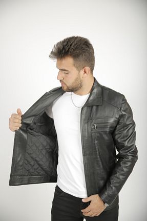 کاپشن مشکی مردانه رگولار BEKA DERİ - کد 232260713