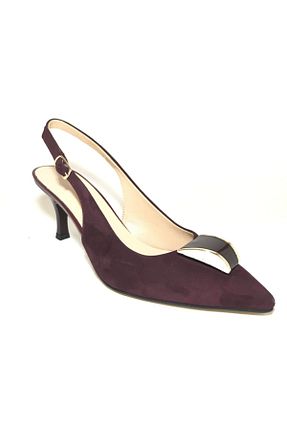 کفش پاشنه بلند کلاسیک زرشکی زنانه چرم خالص D&A İzland Shoes - کد 232156353