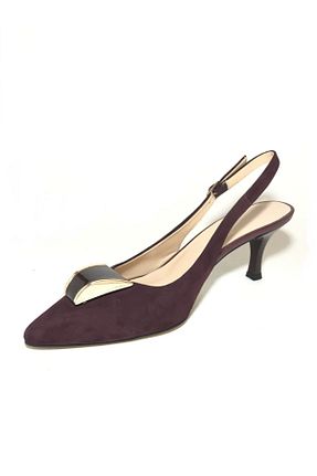 کفش پاشنه بلند کلاسیک زرشکی زنانه چرم خالص D&A İzland Shoes - کد 232156353