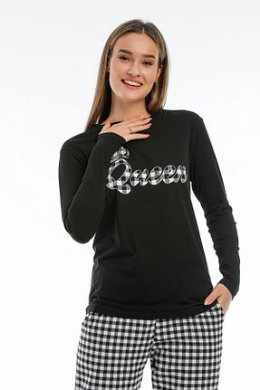 ست لباس راحتی مشکی زنانه پنبه ای Moda Clubu - کد 169675190