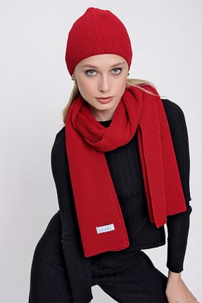 ست شال گردن و کلاه پشمی قرمز زنانه اکریلیک CHUBA - کد 233450530