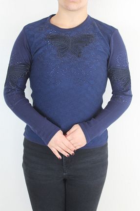 پلیور سرمه ای زنانه ساده Bilgiçler - کد 233292975