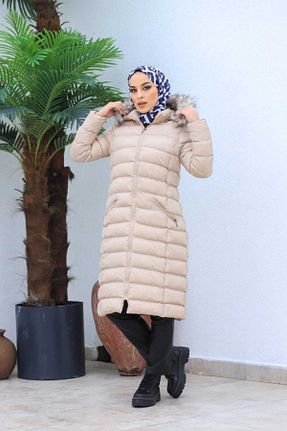 کاپشن حجاب بژ زنانه پلی ویسکون KMKkombin - کد 233792385