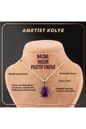 گردنبند جواهر بنفش زنانه برنجی OSMANLI DEĞERLİ TAŞ - کد 233981952