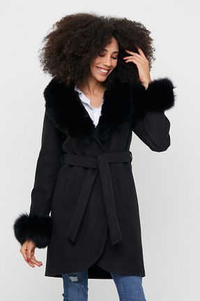 پالتو پشمی مشکی زنانه رگولار nero leather fur - کد 233976056