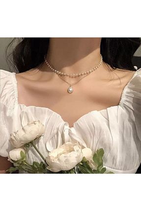 گردنبند جواهر طوسی زنانه مروارید Girift Vintage - کد 233997897