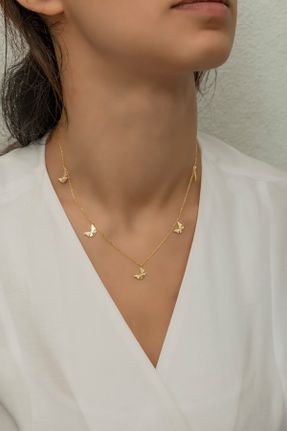 گردنبند نقره طلائی زنانه کد 233925808