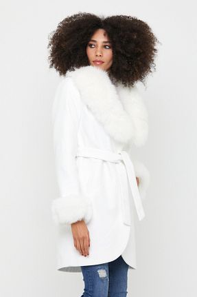 پالتو پشمی سفید زنانه رگولار nero leather fur - کد 233928857