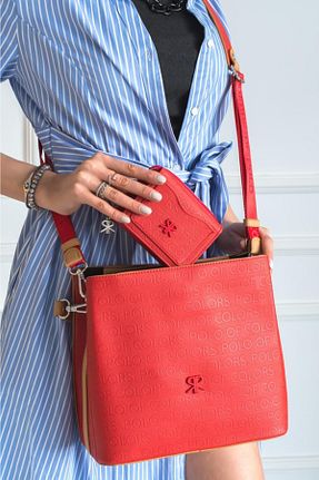 کیف دوشی قرمز زنانه چرم مصنوعی Polo Of Colors - کد 235649182