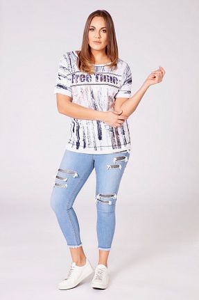 شلوار سایز بزرگ آبی زنانه جین THE NUQUELLA - کد 68388222