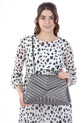 کیف دوشی طلائی زنانه چرم مصنوعی Frapan Çanta - کد 46976260