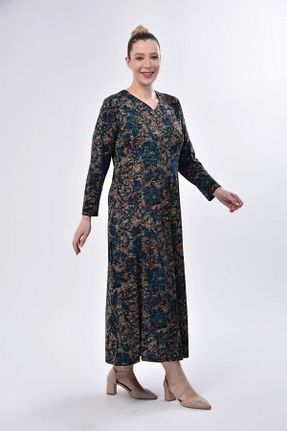 لباس سایز بزرگ قهوه ای زنانه ویسکون LİKAPA - کد 235653906