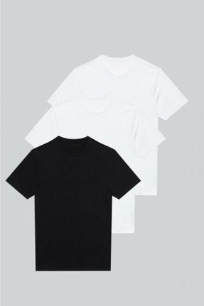 تی شرت سفید مردانه اسلیم فیت یقه گرد پنبه (نخی) 5