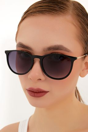 عینک آفتابی مشکی زنانه 53 UV400 فلزی سایه روشن بیضی کد 236434348