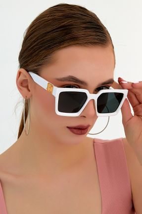 عینک آفتابی مشکی زنانه 55 UV400 پلاستیک مات هندسی کد 237244349