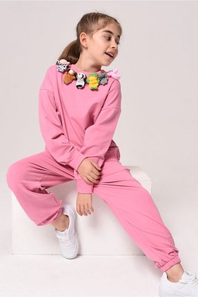 ست بالاتنه و پائین تنه صورتی بچه گانه بافت GUBA KİDS - کد 133714433
