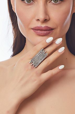 انگشتر جواهر سفید زنانه روکش نقره ZeyDor Accessories - کد 47197115